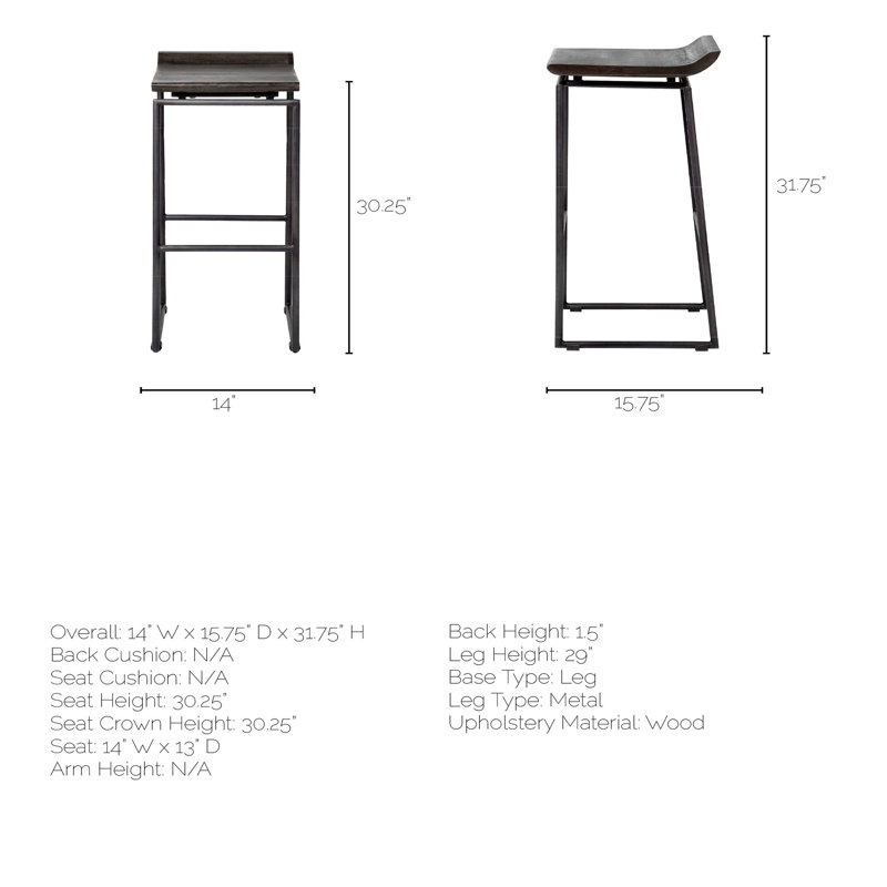 Williston Forge Noack Solid Wood Short Counter Bar Stool Wayfair