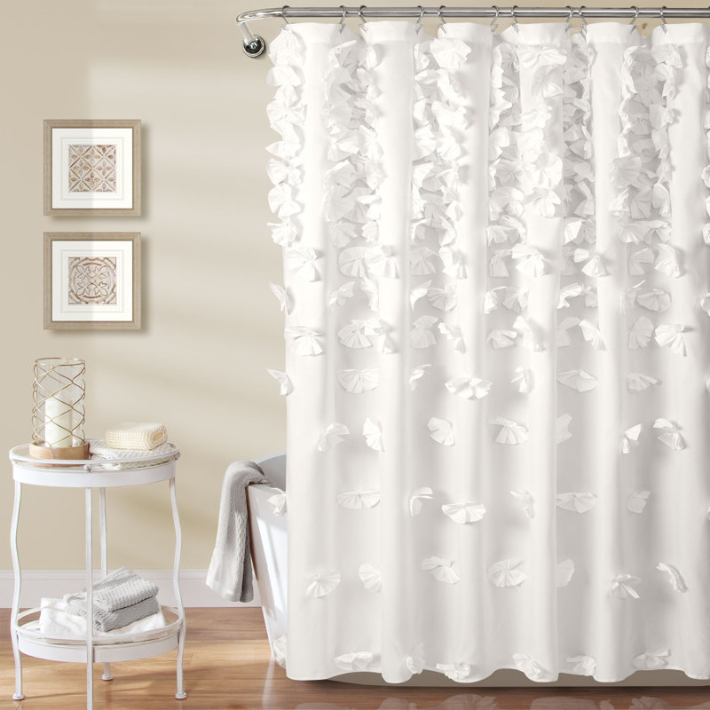 Riley Solid Color Single Shower Curtain Color: White