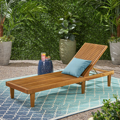 Cadain 78.75" Long Reclining Acacia Single Chaise