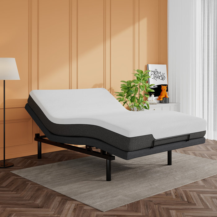 The Twillery Co.® Shreya Upholstered Adjustable Bed with Wireless ...