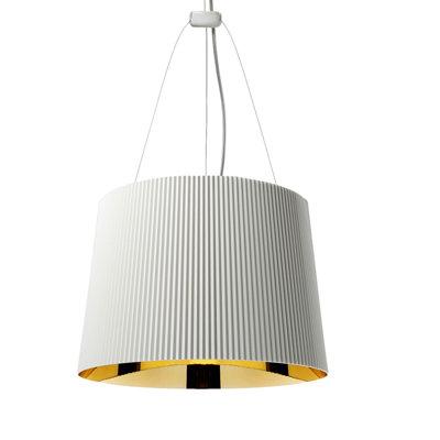 Ga 1 Light Drum Pendant Kartell Color White Exterior Gold Interior
