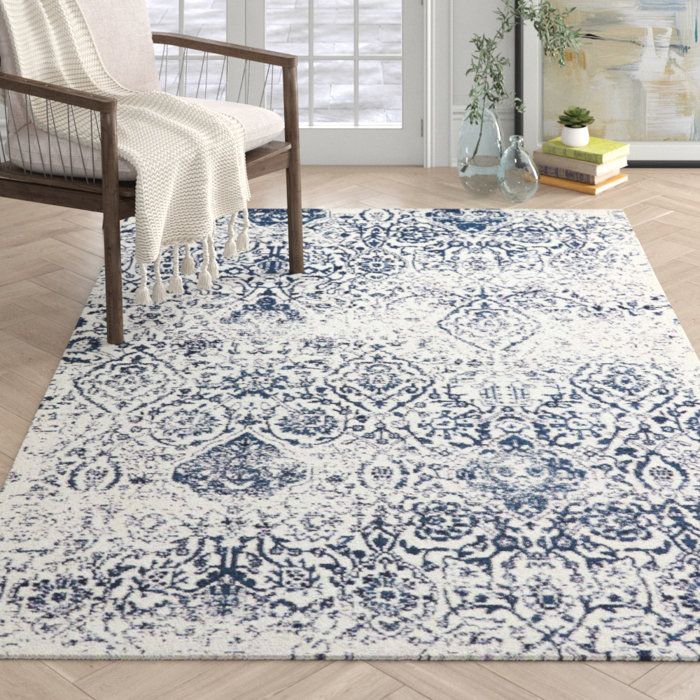 Orourke Ivory Navy Blue Area Rug Orourke Ivory Navy Blue Area Rug