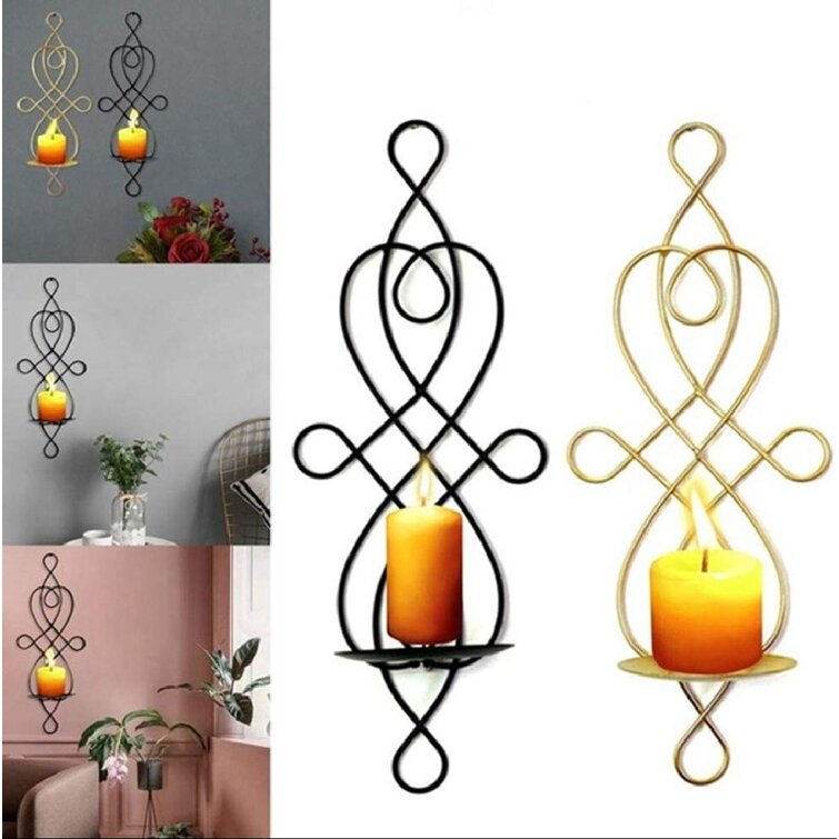 Elegant Swirling Iron Hanging Wall Mounted Decorative Wall Candle Sconces 