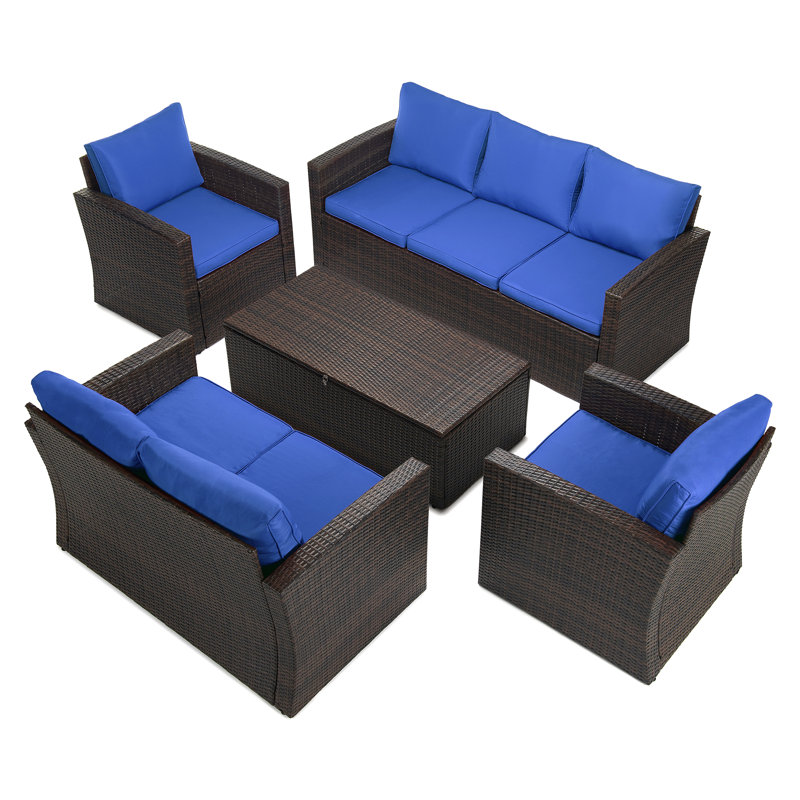 Latitude Run Humber 5 Piece Rattan Sofa Seating Group With Cushions Reviews