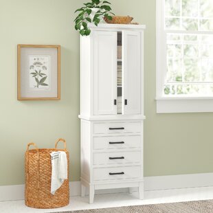 Farmhouse Rustic Linen Tower Bathroom Cabinets Shelves Birch Lane