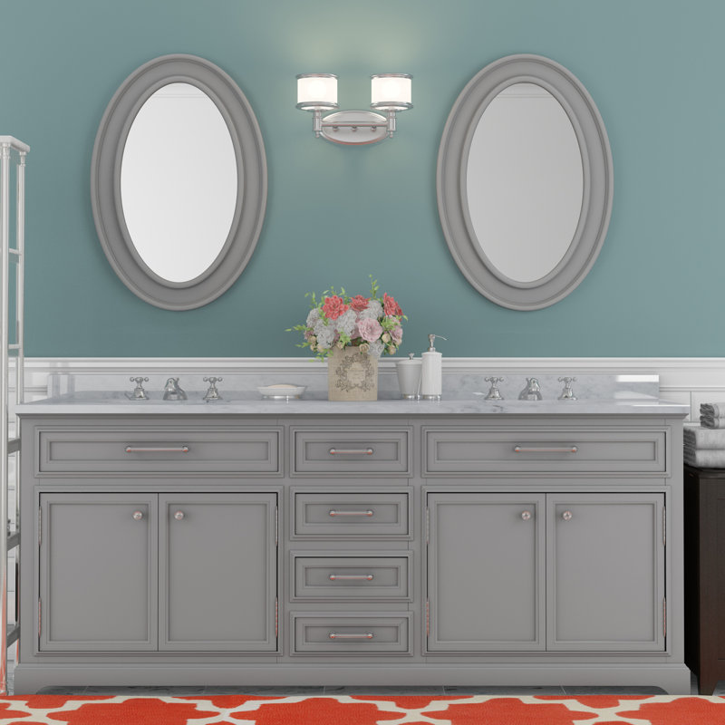 Three Posts Bergin 72 Double Sink Bathroom Vanity Set With Mirror Bergin 72 Double Sink Bathroom Vanity Set With Mirror And Faucets