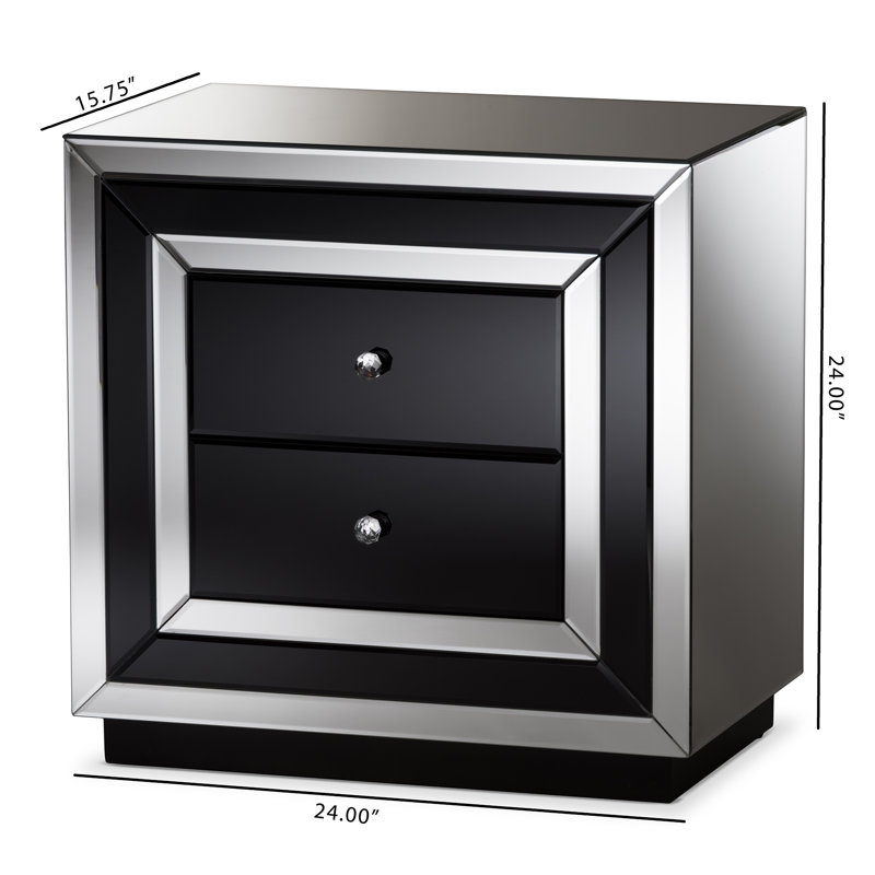 Mercer41 Kaplan Hollywood Regency Glamour Style Mirrored 2 Drawer Mercer41 Kaplan Hollywood Regency Glamour Style Mirrored 2 Drawer Nightstand Reviews Wayfair