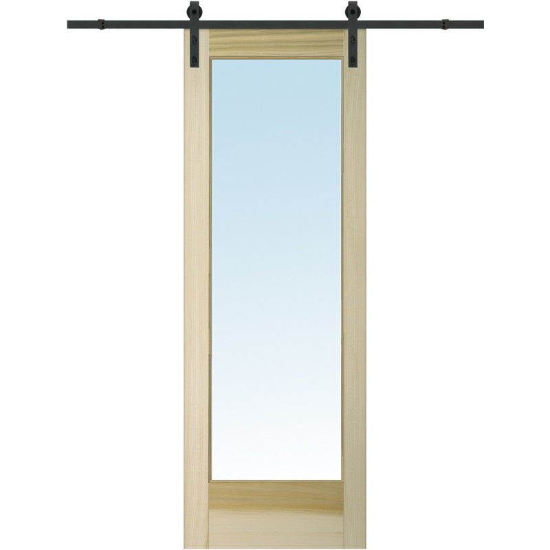 Verona Home Design 1 Lite Bent Strap Glass Barn Door With