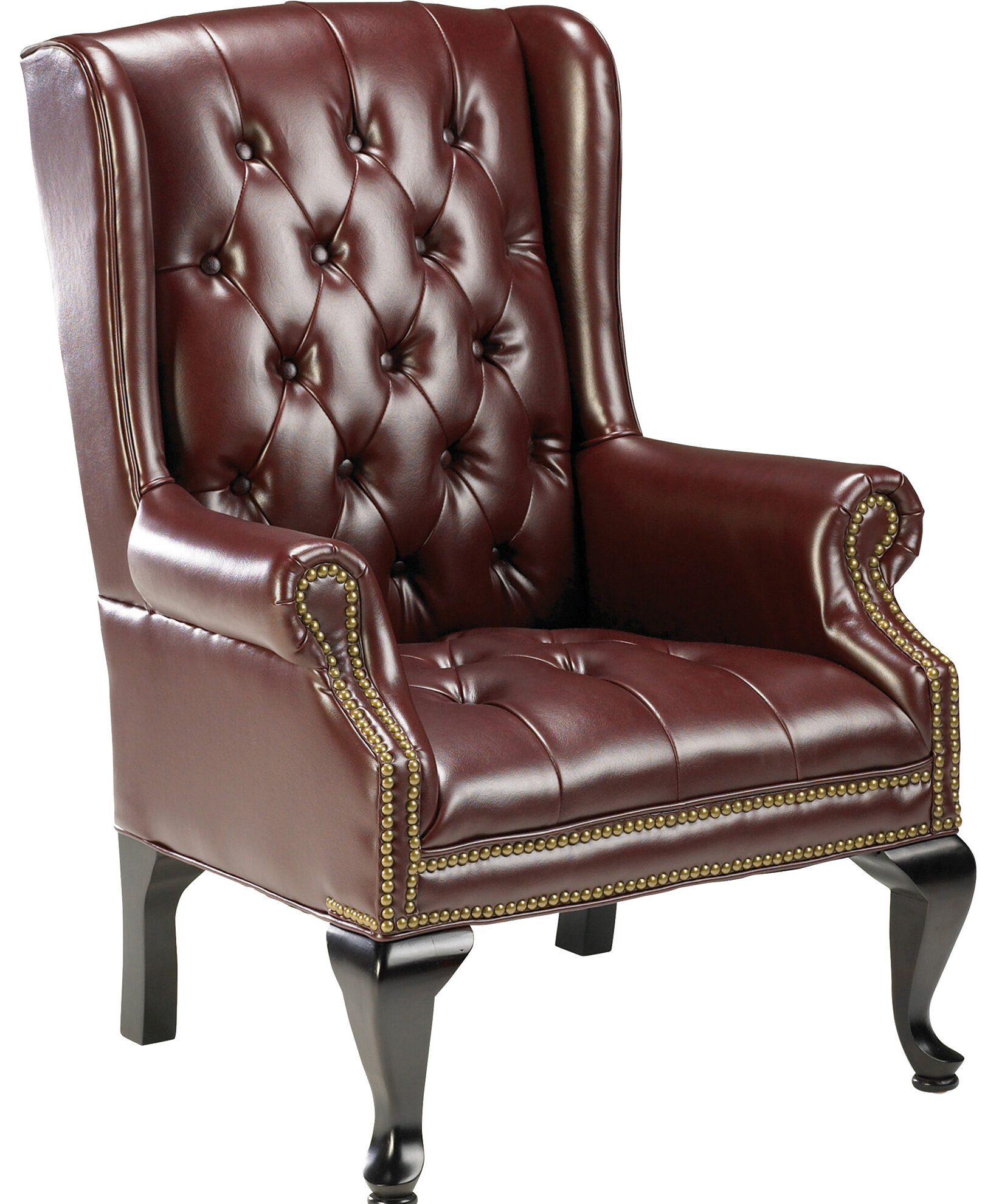 queen anne wingback fabric guest chair