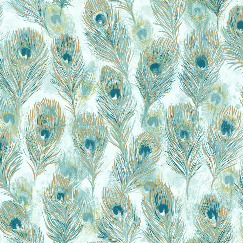 Walls Republic Peacock Feathers 33 L X 21 W Wallpaper Roll Wayfair