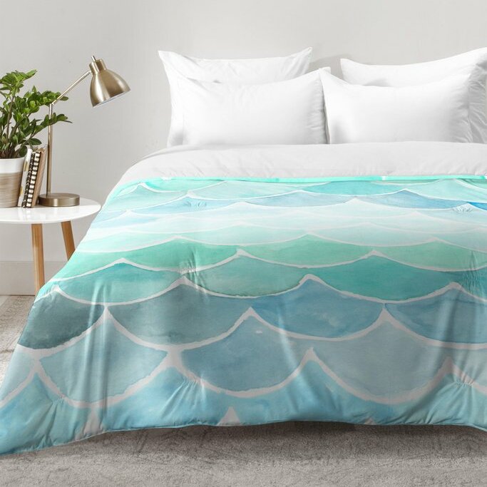East Urban Home Green/Turquoise/Blue/White Microfiber Coastal Comforter ...