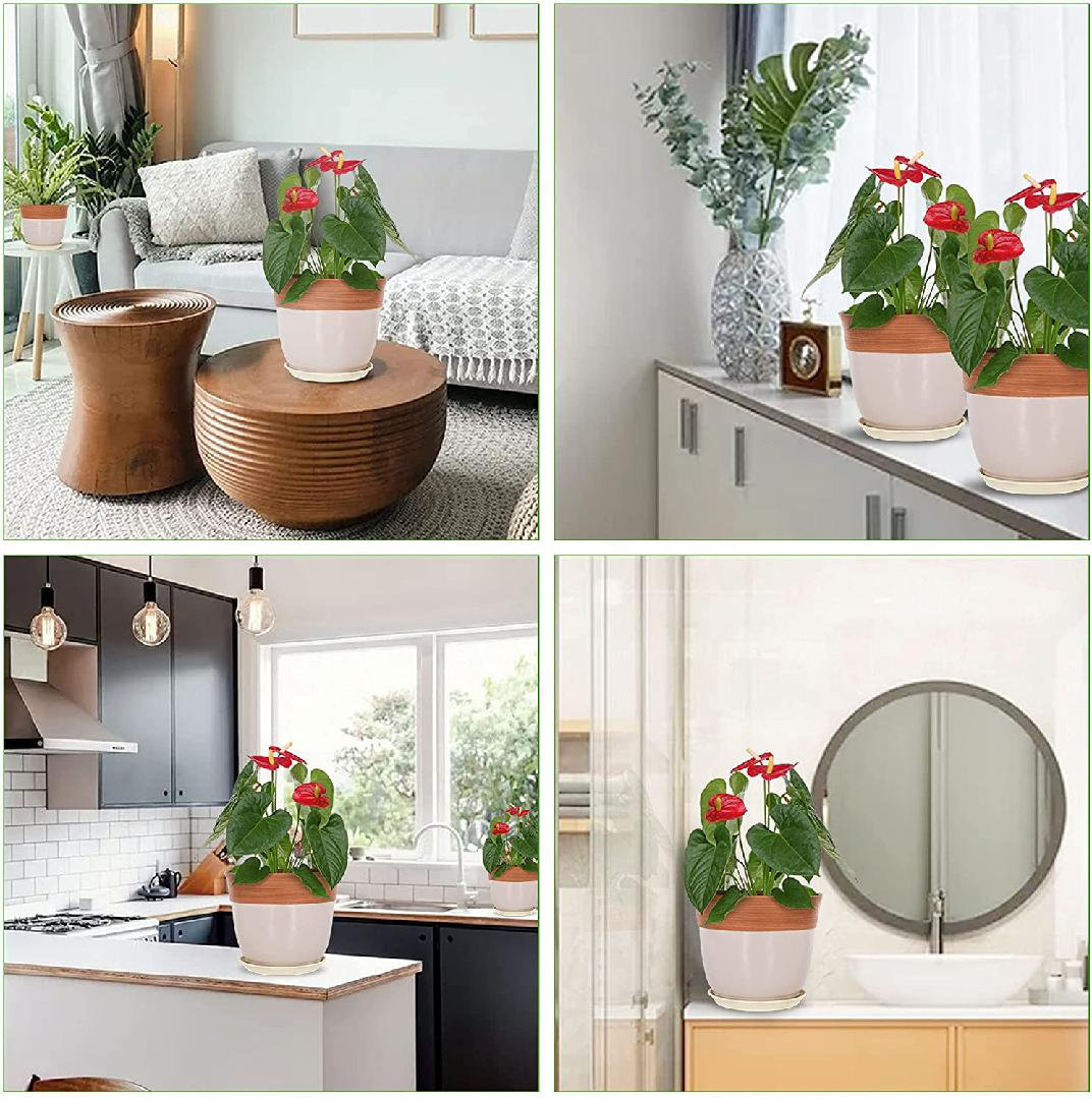 Modern Plant Flower Pot Planter Imitation Ceramic Flowerpot Home Decor Gift 