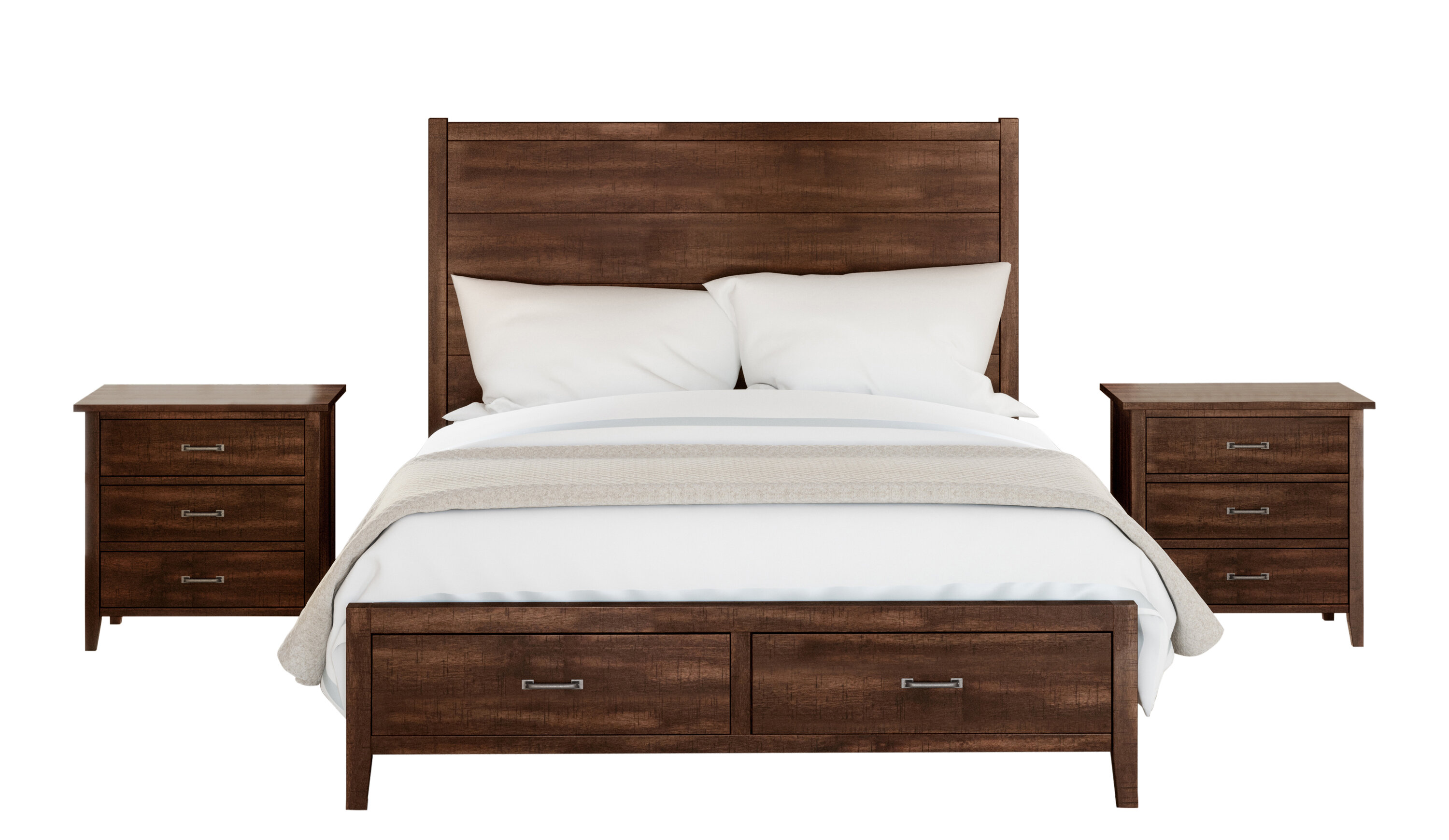 Sartell Distressed Platform Solid Wood 3 Piece Bedroom Set