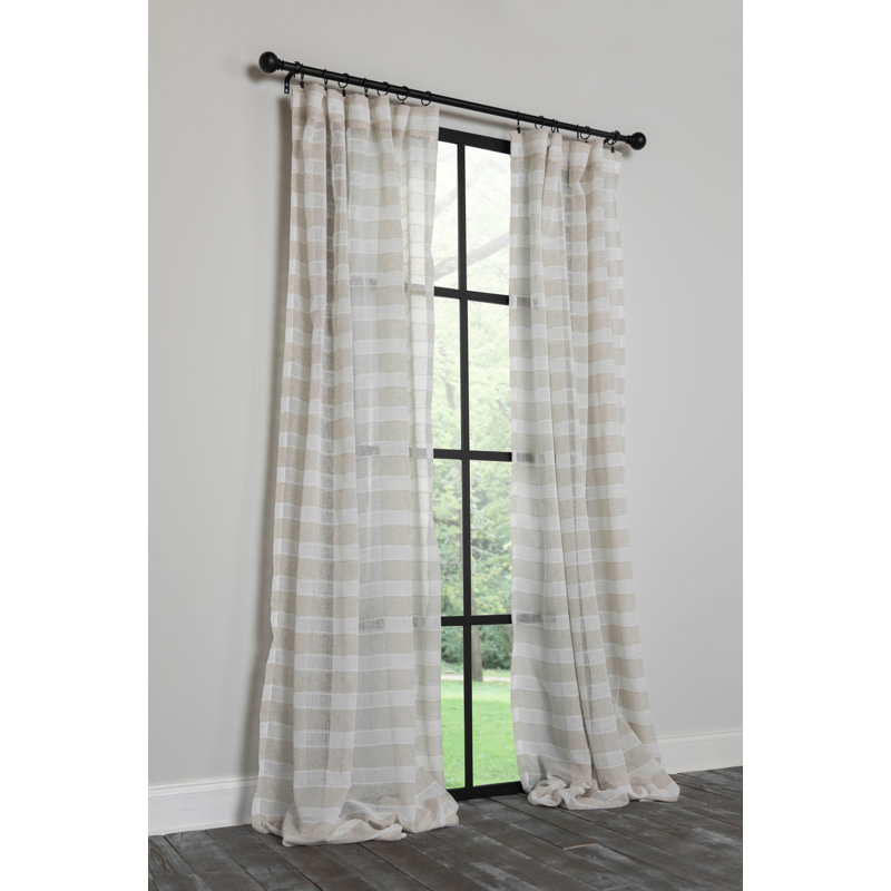 August Grove Haleema Danielle Striped Semi Sheer Rod Pocket Single Curtain Panel Wayfair