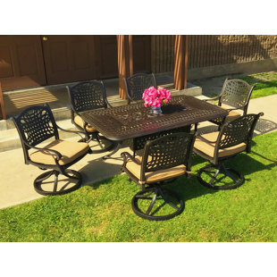 Go to store & view more images Campion 7 Piece Sunbrella Dining Set with Cushions by Fleur De Lis Living