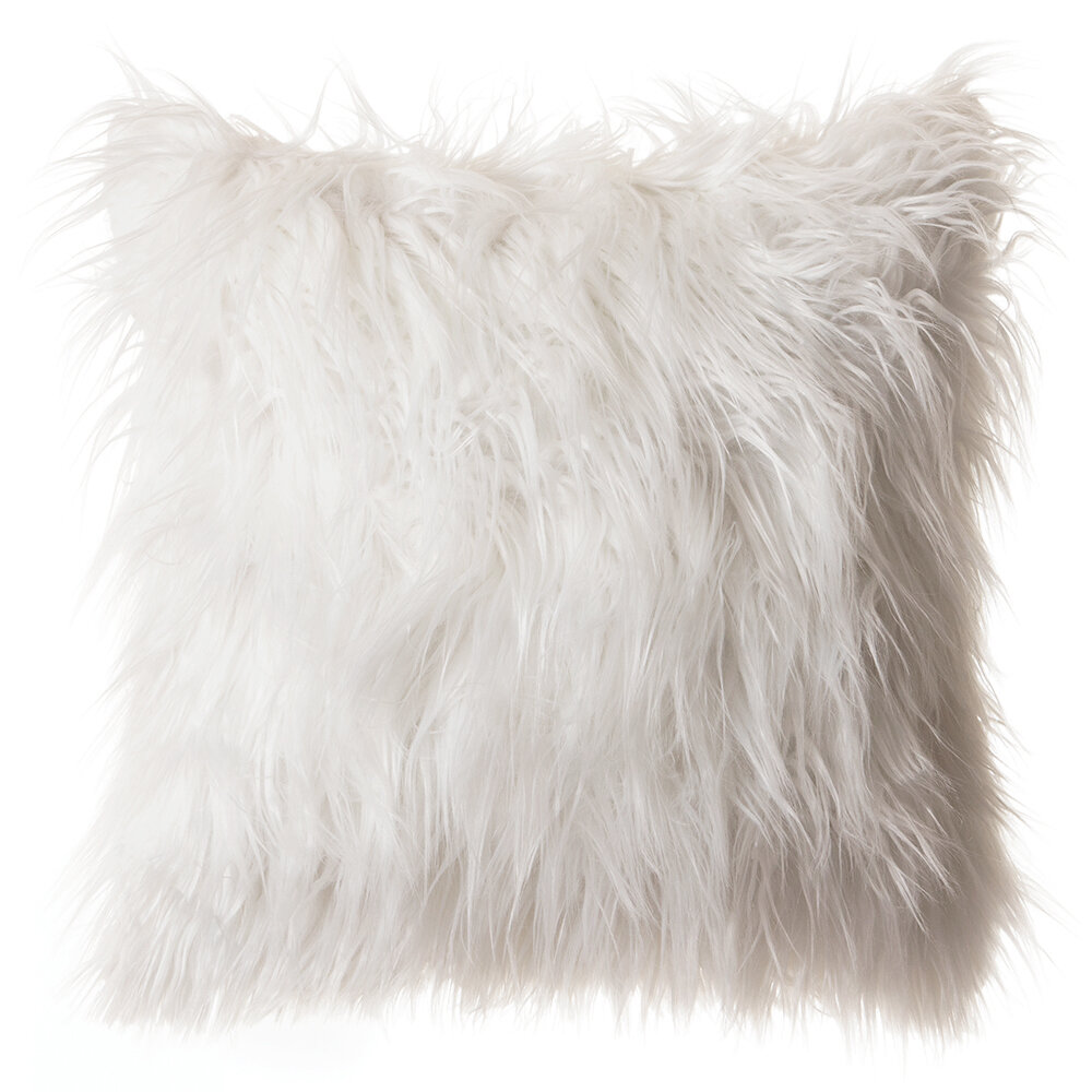 House Of Hampton Marty Mongolian Long Hair Square Faux Fur Cushion With Filling Reviews Wayfair
