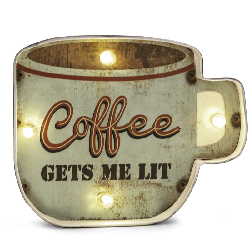 LED Lit Wall Decorations - Coffee Gets Me Lit Wall Décor