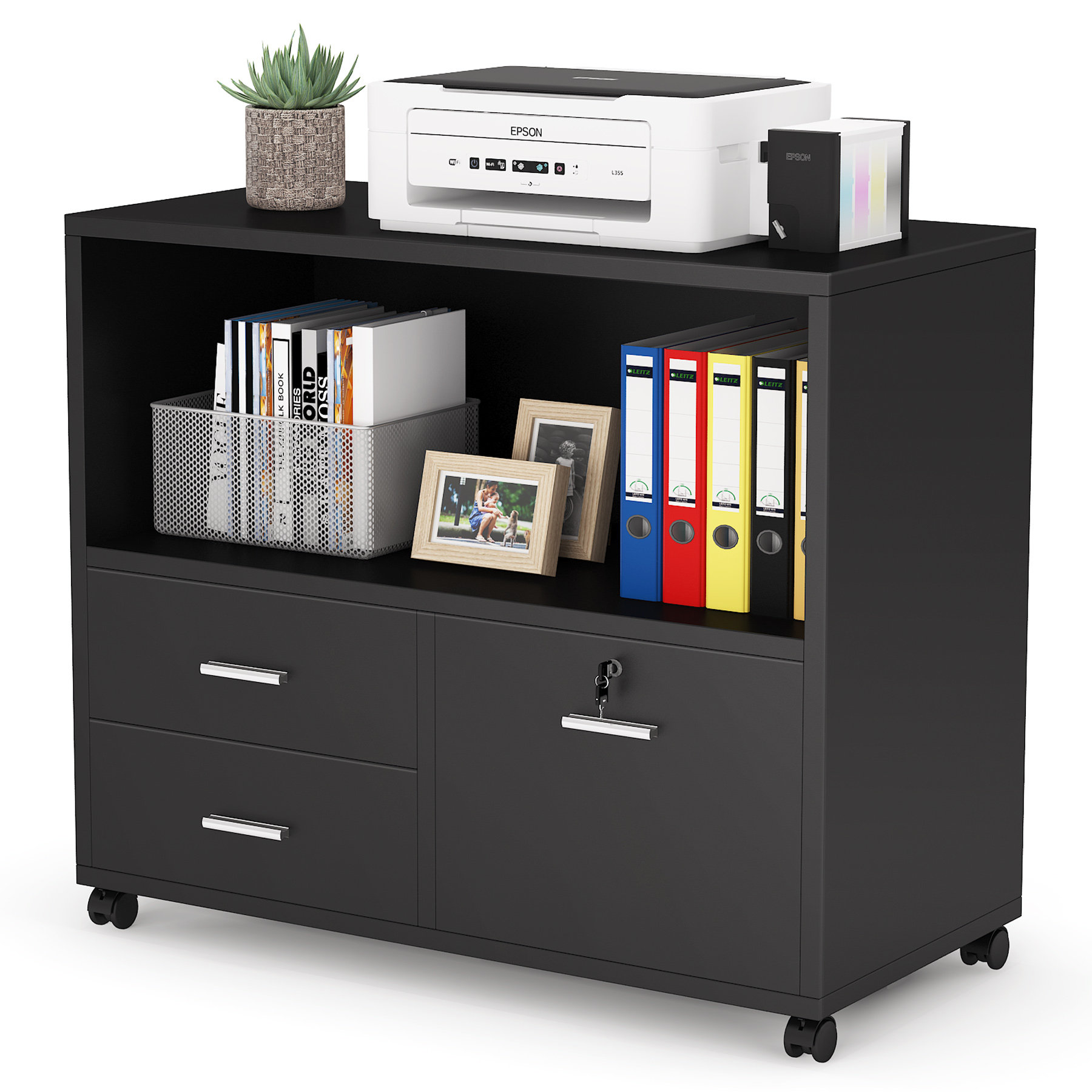 Inbox Zero 31.5'' Wide 3 Drawer Mobile Lateral Filing
