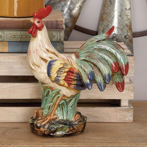 Multi-Colored Ceramic Rooster Figurine