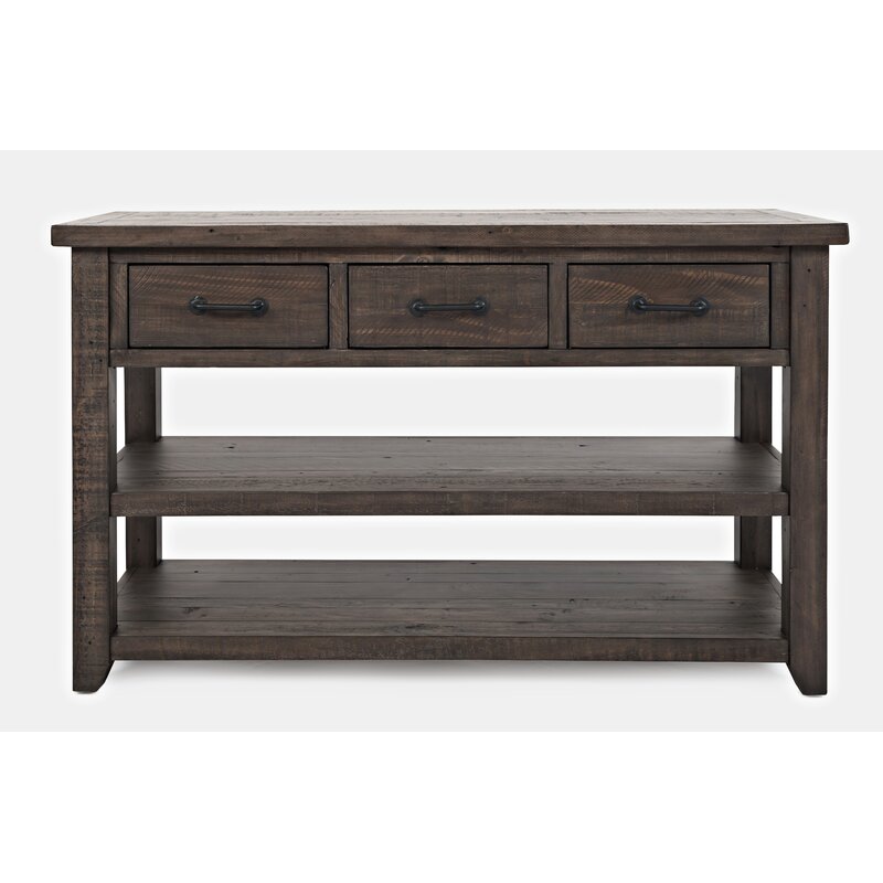 dark wood console table with drawers