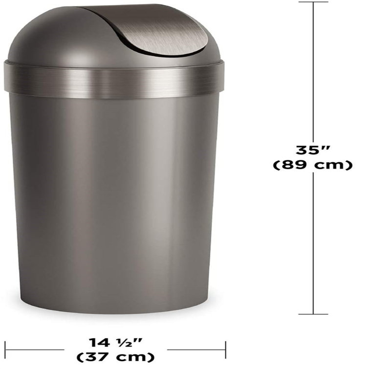 Venti Swing-Top 16.5-Gallon Kitchen Trash Large, 35-Inch Tall Garbage Can  For Indoor, Outdoor Or Commercial Use, Pewter