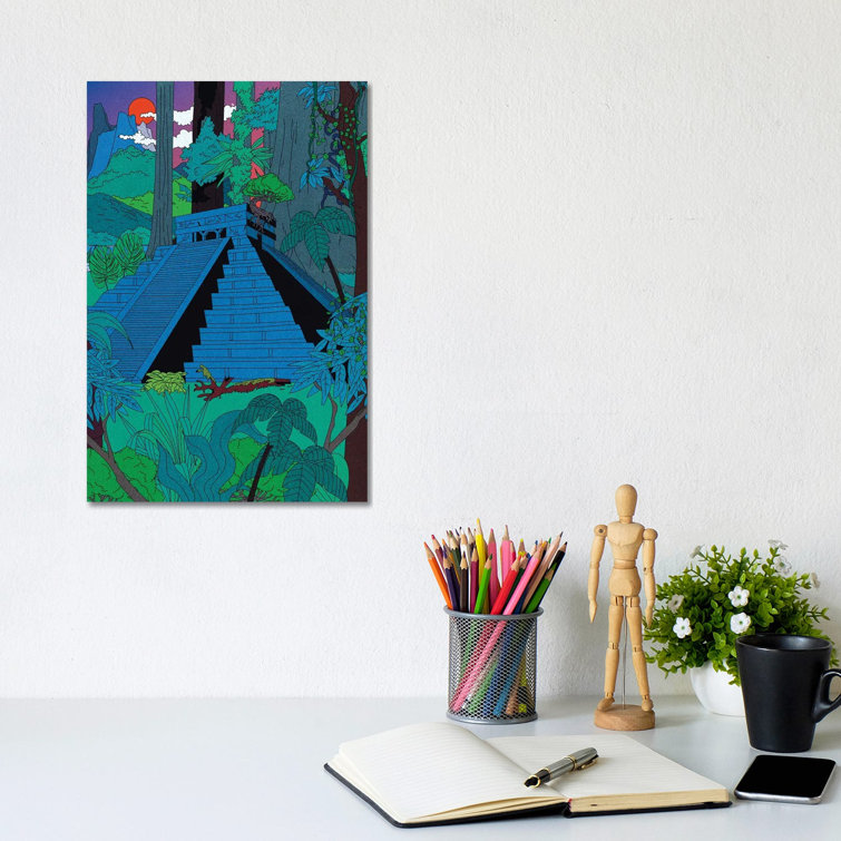 East Urban Home Jungle Temple By Cosmo Wrapped Canvas Graphic Art Wayfair