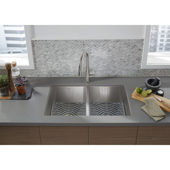 Ludington Under Mount Double Equal Kitchen Sink With Accessories Ludington Under Mount Double Equal Kitchen Sink With Accessories