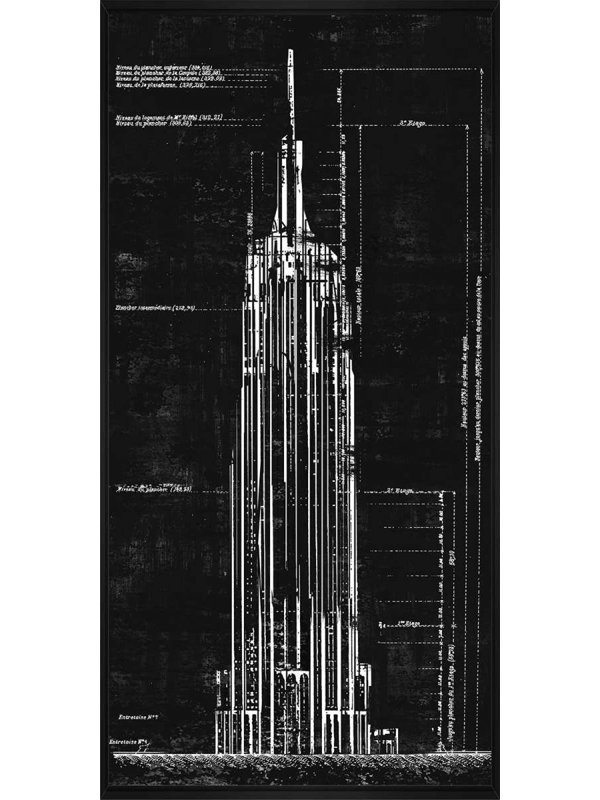 Williston Forge Empire State Building Architectural Drawing Framed Graphic Art Print On Canvas Wayfair
