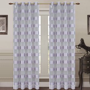 Monica Striped Sheer Grommet Curtain Panels (Set of 2)