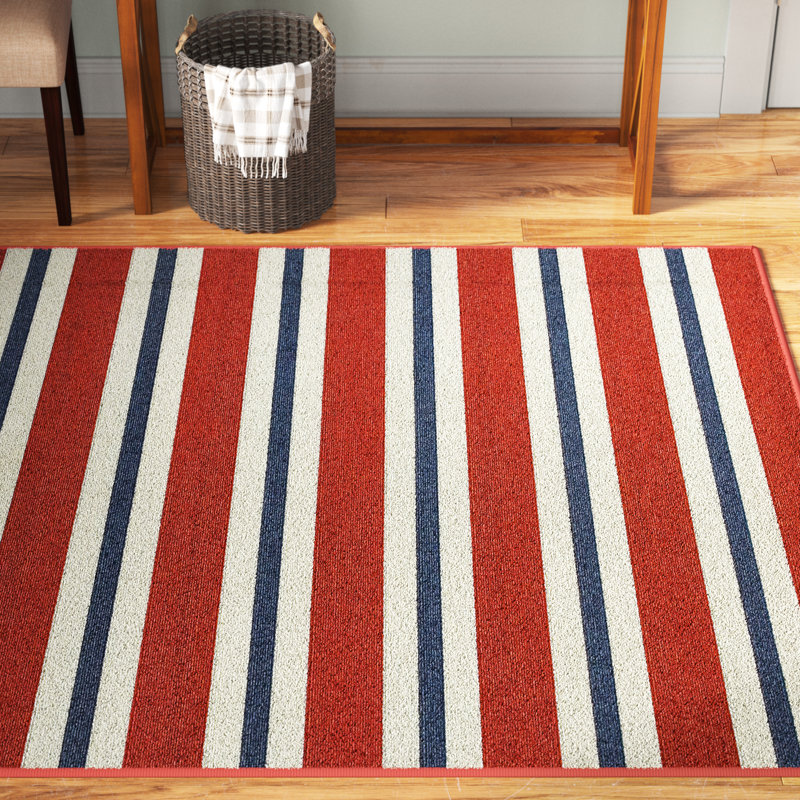 Andover Mills Lundys Striped Red White Indoor Outdoor Area Rug Reviews Wayfair