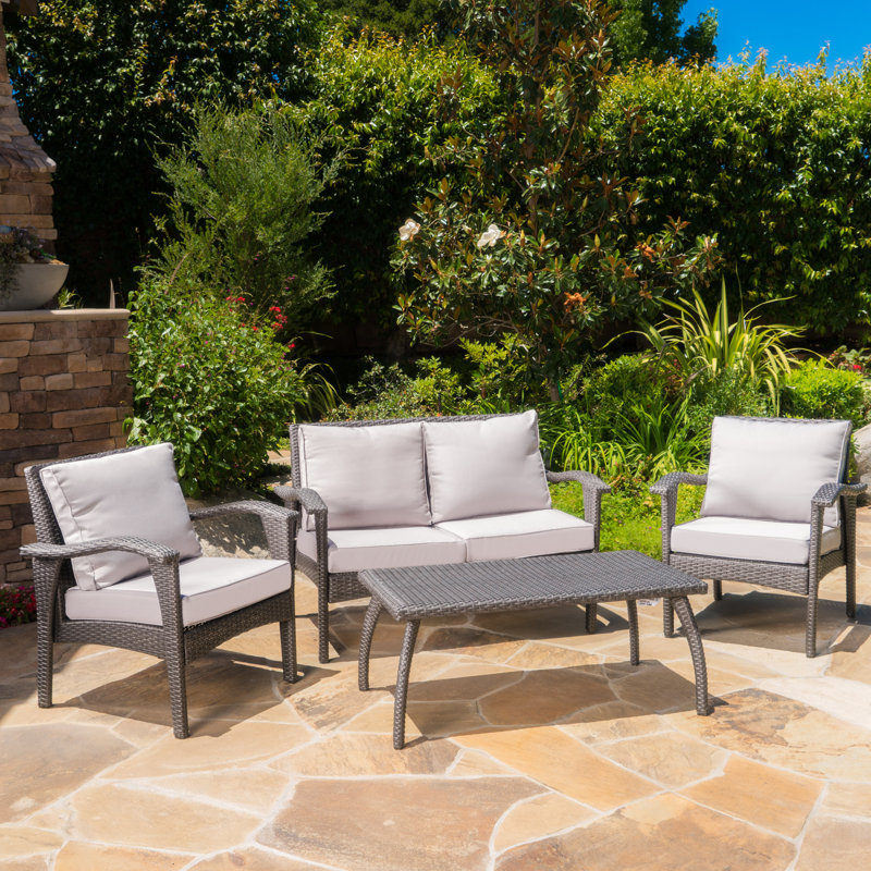 Three Posts Guilford 4 Piece Rattan Sofa Seating Group With Cushions Reviews Wayfair