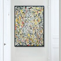 Jackson Pollock NUmber 28  oil Paint  Re print Framed CANVAS Wall Art Home Decor