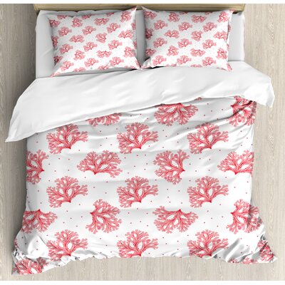 Ambesonne Seaweeds And Dots Algae Tropical Duvet Cover Set Size King