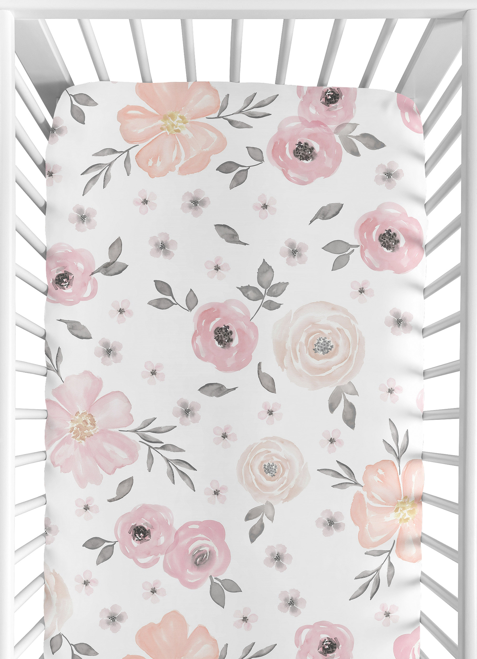 peach floral crib sheet