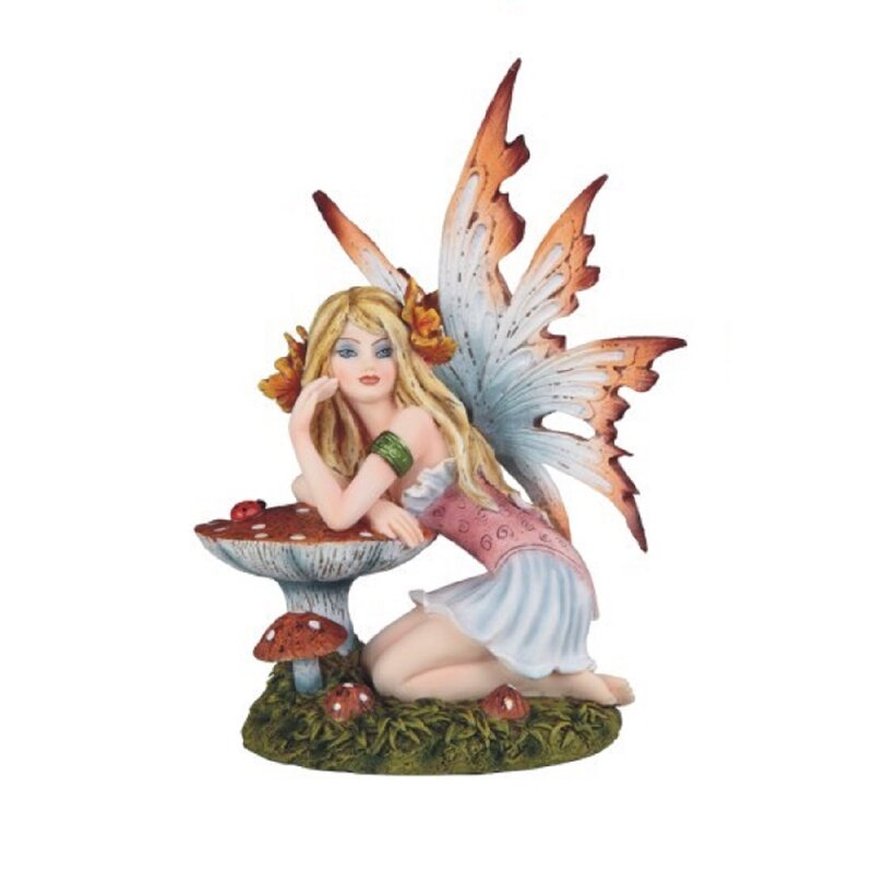 Ebern Designs Wona Fairy with Mushroom Figurine | Wayfair