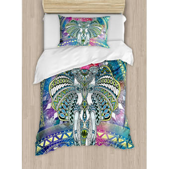 Ambesonne Indian Mythological Ancient Deity Elephant Duvet Cover