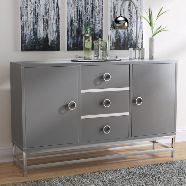 Orren Ellis Mccardle Modern 3 Drawer Wine Console Bar Cabinet Reviews Wayfair Ca