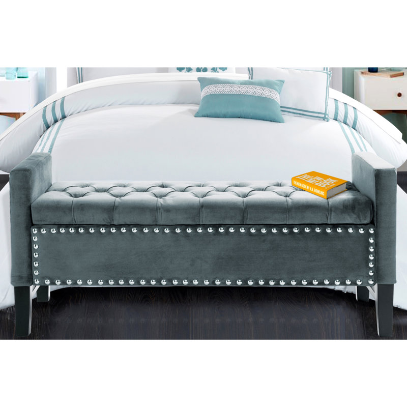 velvet storage bench for bedroom