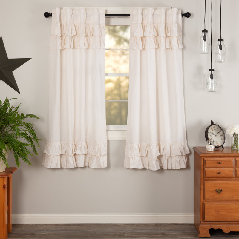Dunster Cotton Blend Solid Room Darkening Rod Pocket Curtain Panels Size per Panel: 36" W x 63" L, Curtain Color: Antique White