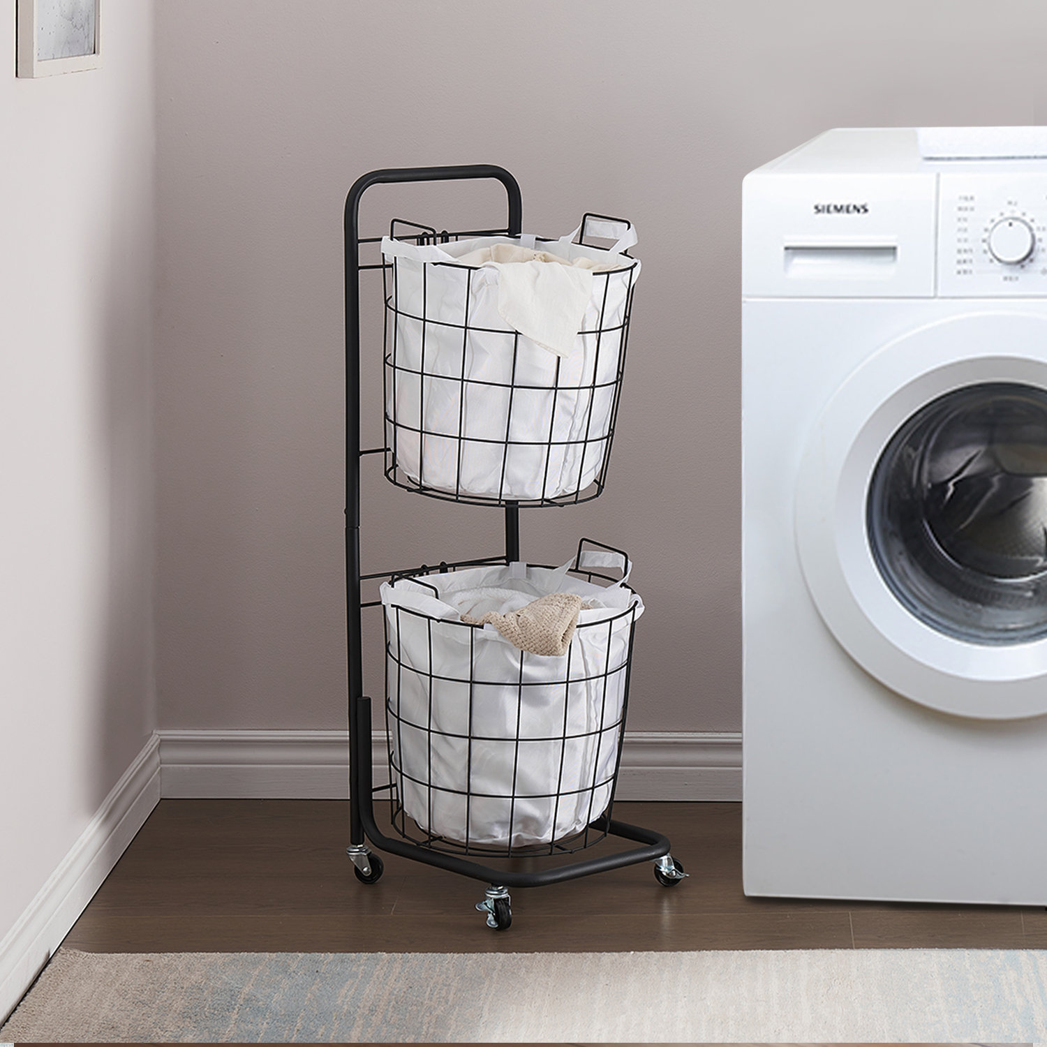 Dotted Line Tier Laundry Hamper With Rolling Lockable Wheels Reviews Wayfair Canada