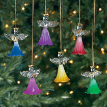 LAST SET》New 6 Pc Glass Heavenly Angel Mini Christmas Tree Ornament Set 