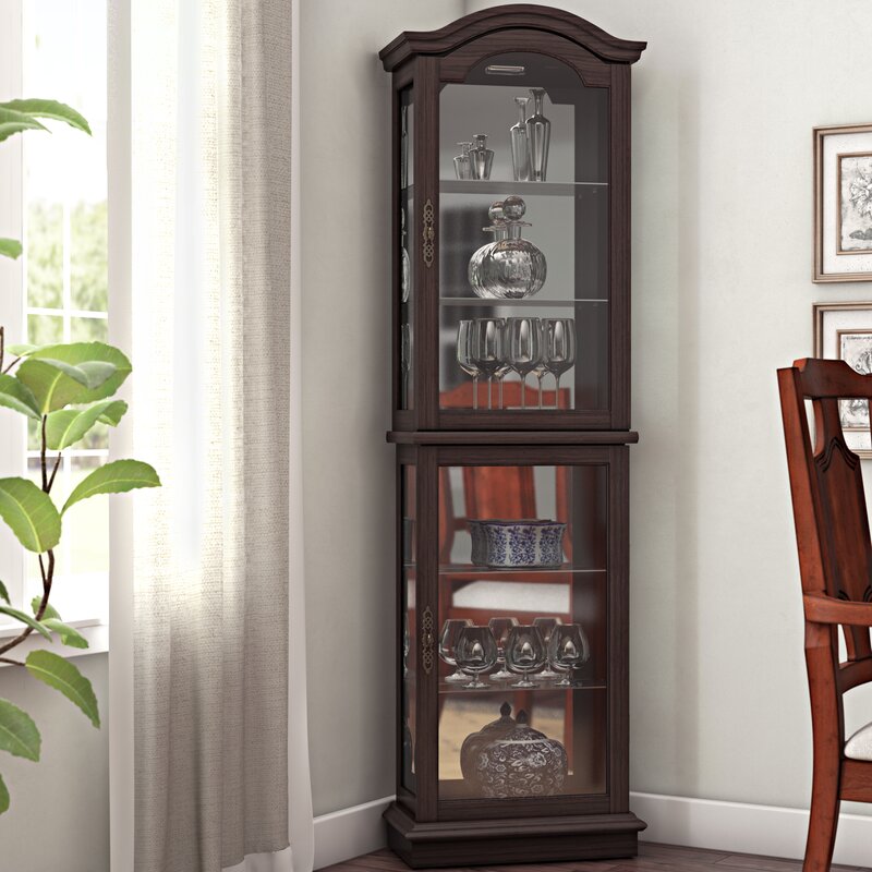 Charlton Home Loyer Lighted Curio Cabinet Reviews Wayfair