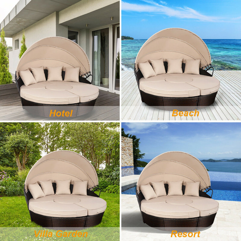 Bay Isle Home Noor Outdoor Mix Brown Rattan Patio Sofa Furniture