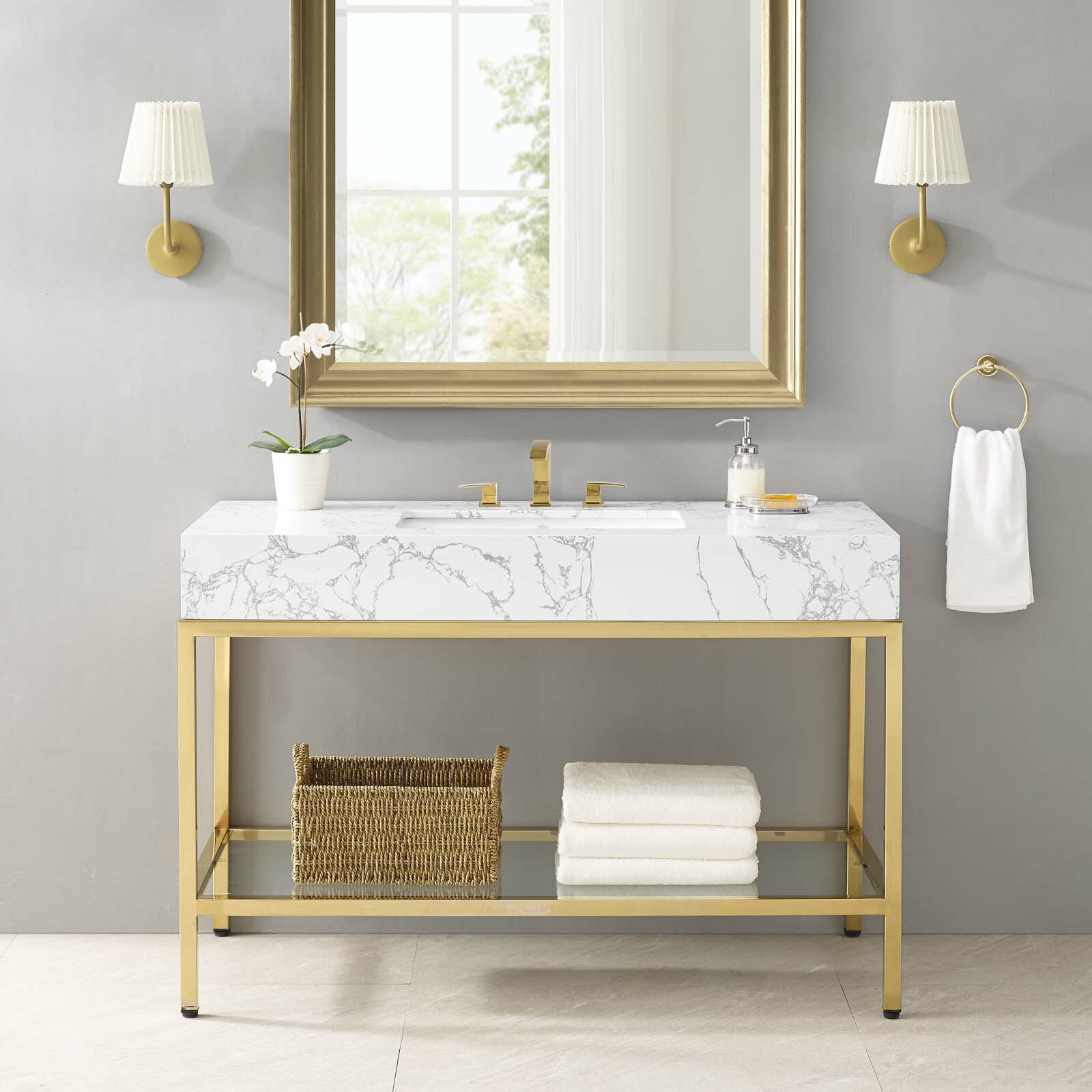 Gold Flamingo Cecily 50 Single Bathroom Vanity Reviews Wayfair