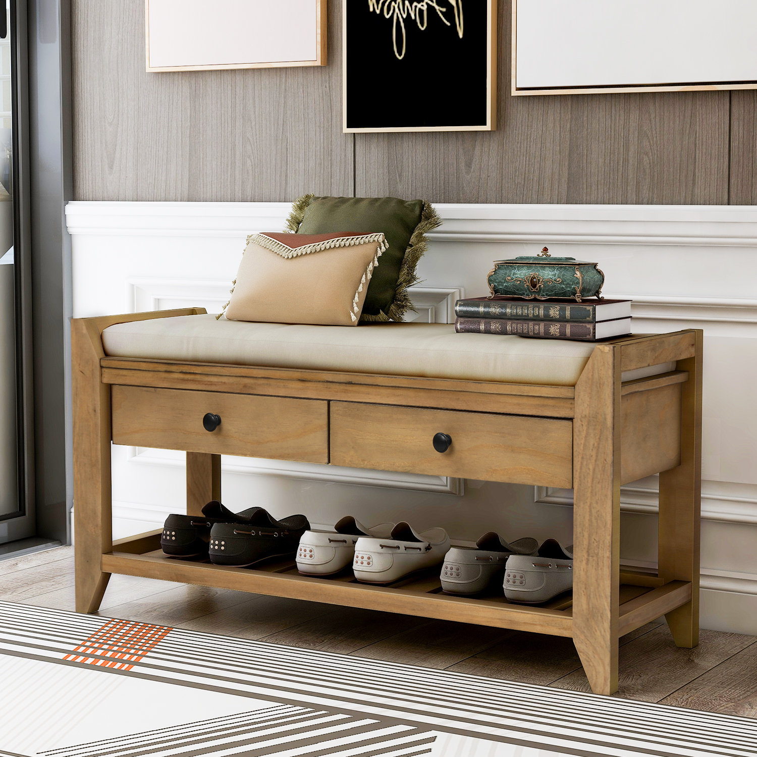 shoe storage with seat for hallway