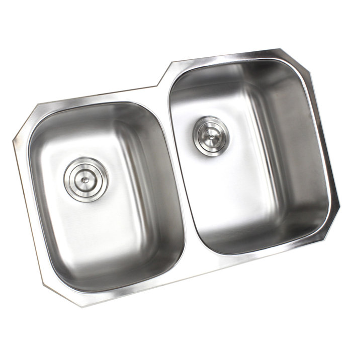 Kingsman Hardware 32 Inch Undermount 40/60 Double Bowl 18 ...