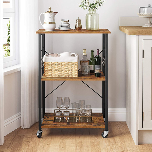 79cm 3 Tiers Serving Trolley Tea Cart Restaurant Storage Finishing Shelves 34.5 59 Wooden Kitchen Cart With Wheels 