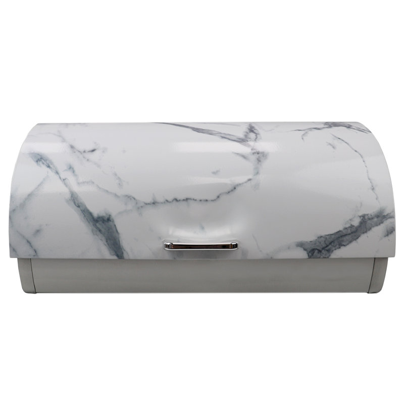 Corrigan Studio® Marble Like Roll Top Lid Steel Bread Box ...