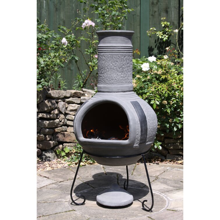 Clay Chimenea Transfoms to Barbeque Patio Heater BBQ 2 part chiminea Fire Pit