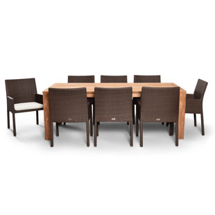 Go to store & view more images Hodge 9 Piece Teak Dining Set with Sunbrella Cushions by Rosecliff Heights
